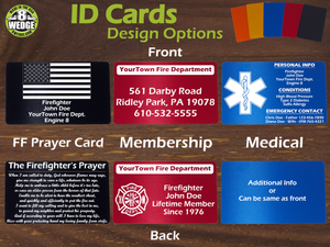 Membership ID, Medical ID & Firefighter's Prayer aluminum cards in